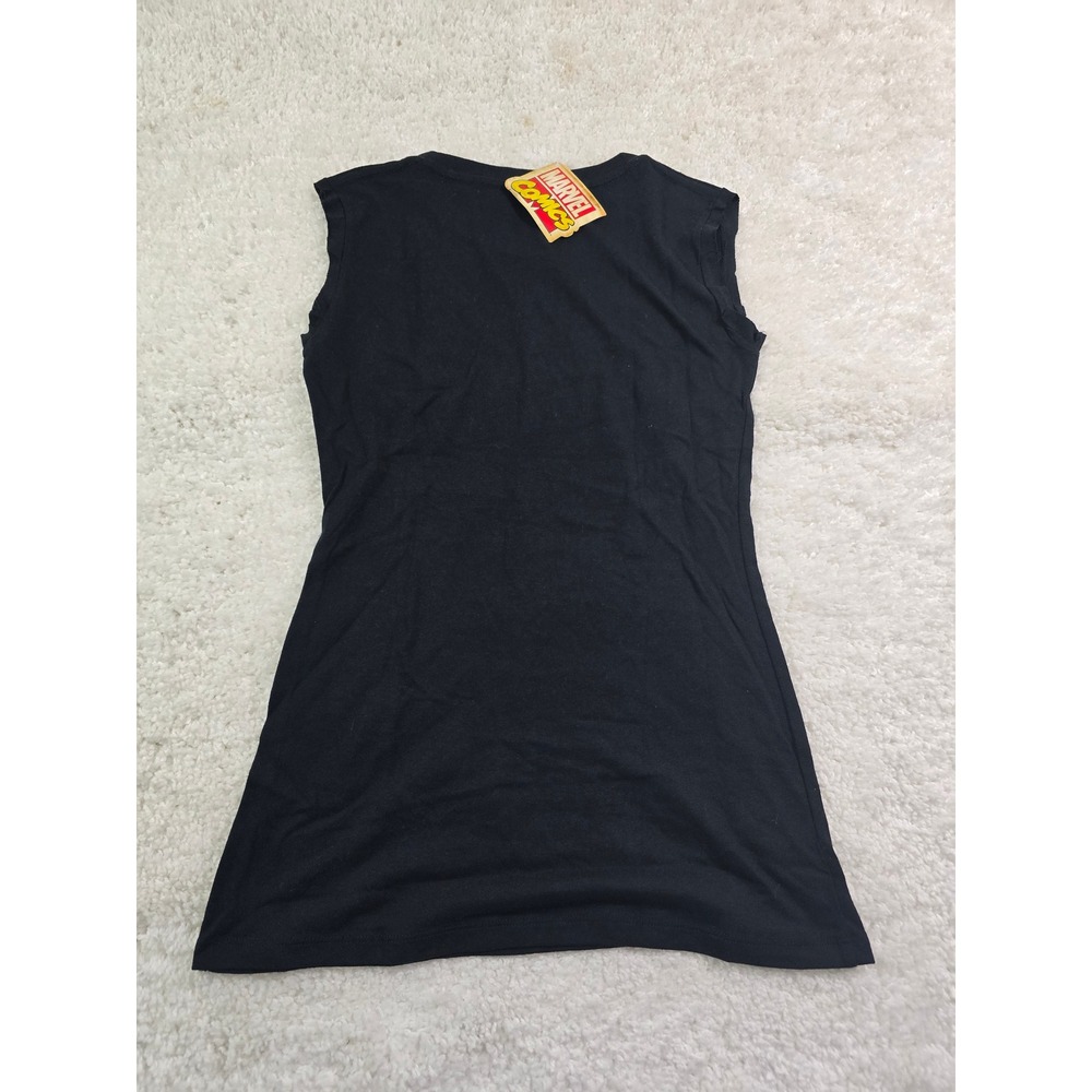 Marvel Comics Black Widow Graphic Muscle Tee Black Sleeveless Top Medium NEW - Picture 3 of 5